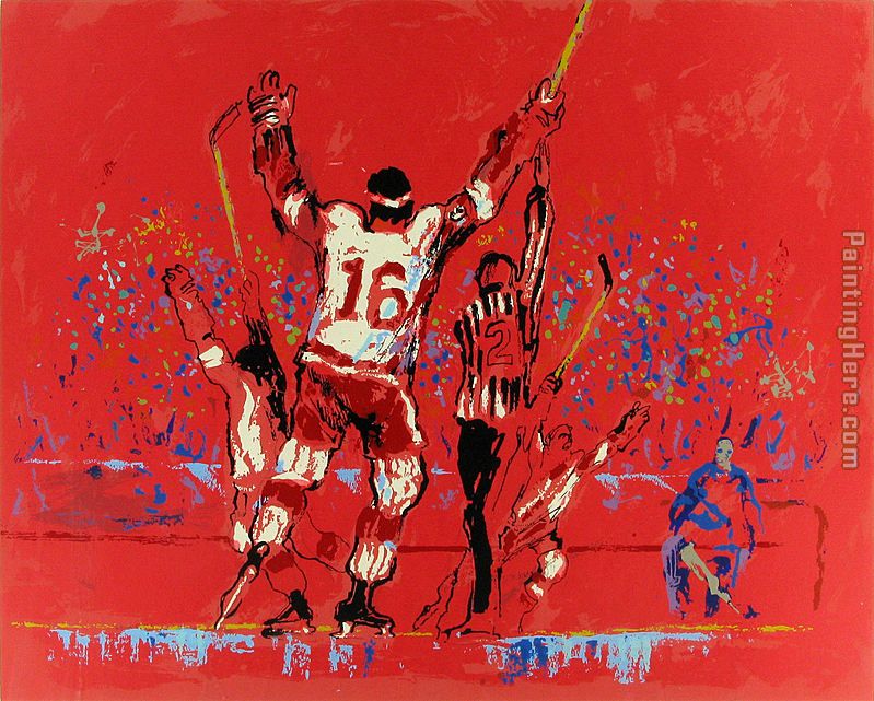 Red Goal painting - Leroy Neiman Red Goal art painting